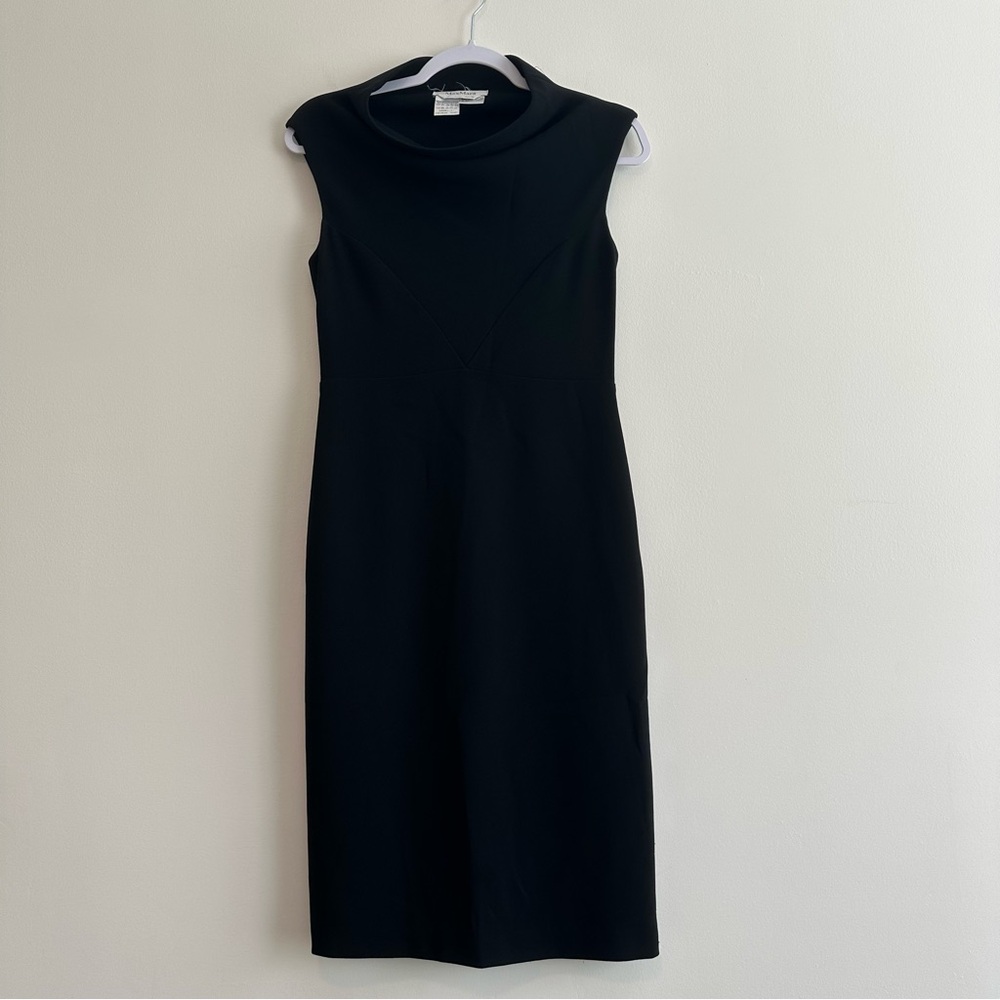 MaxMara Black Sleeveless Cowl Neck Midi Sheath Dress - Picture 10 of 14